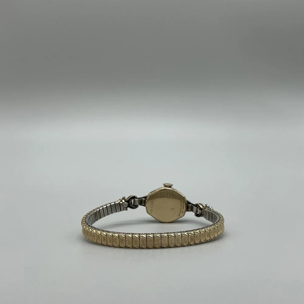 Vintage Bulova Womens Watch 16mm 1958 10K RGP Diamond Stretch Band Manual Wind